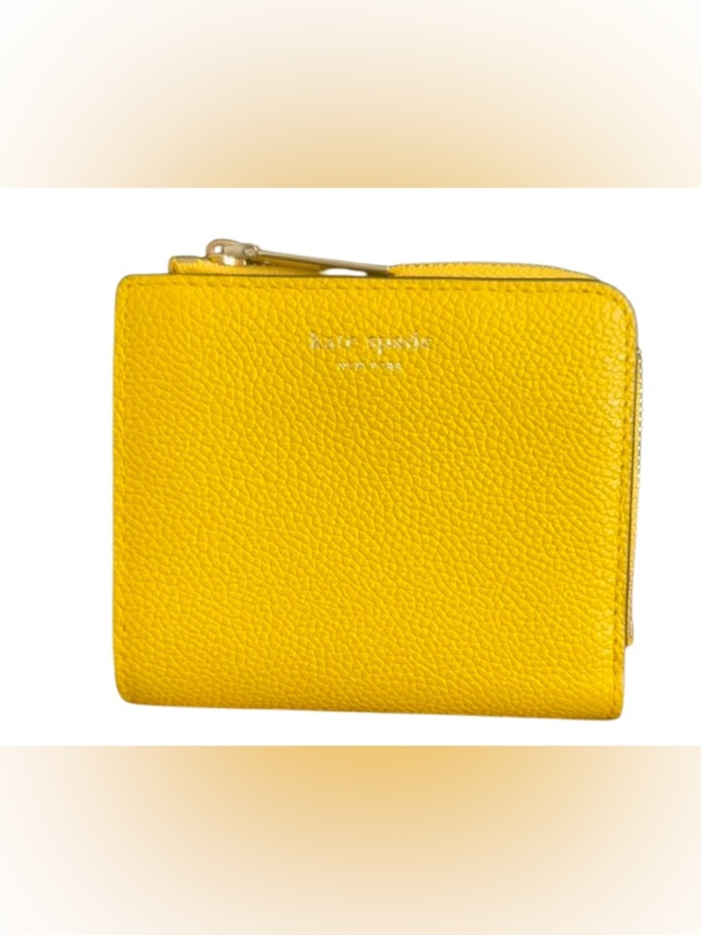 Kate Spade Jackson Small No Window L-Zip Bifold Wallet (Yellow Limelight) - EUC